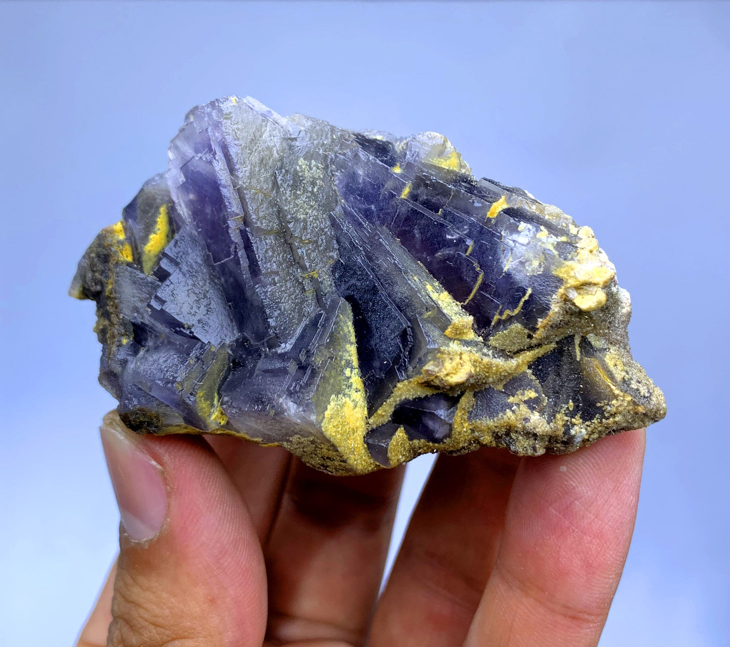 Natural Purple Phantom Fluorite with Calcite Inclusions - 96 gram