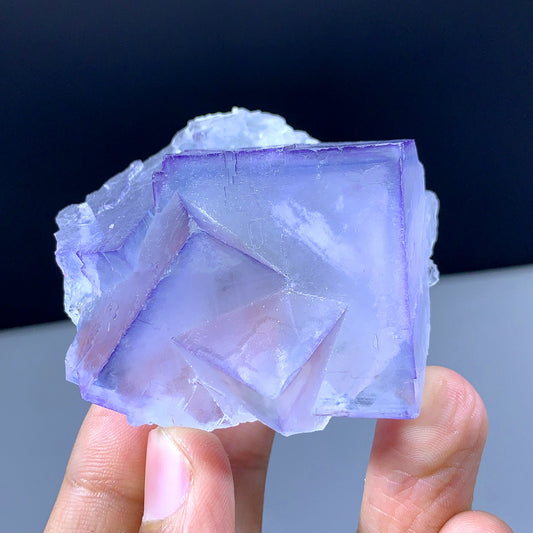 Natural Cubic Purple Phantom Fluorite Crystal From Pakistan - 106 Gram