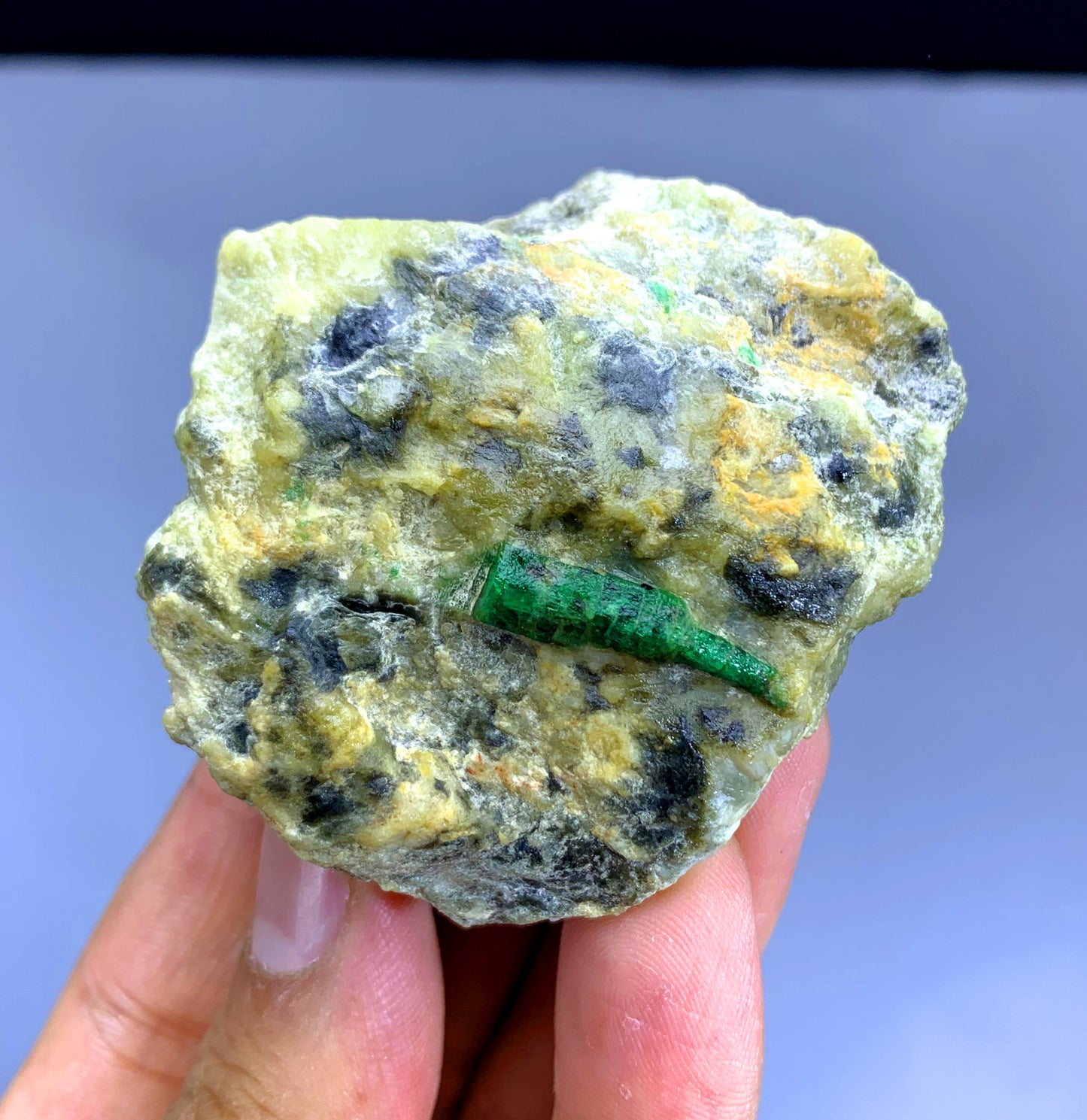 Natural Green Emerald Crystal on Matrix from Afghanistan - 153 gram
