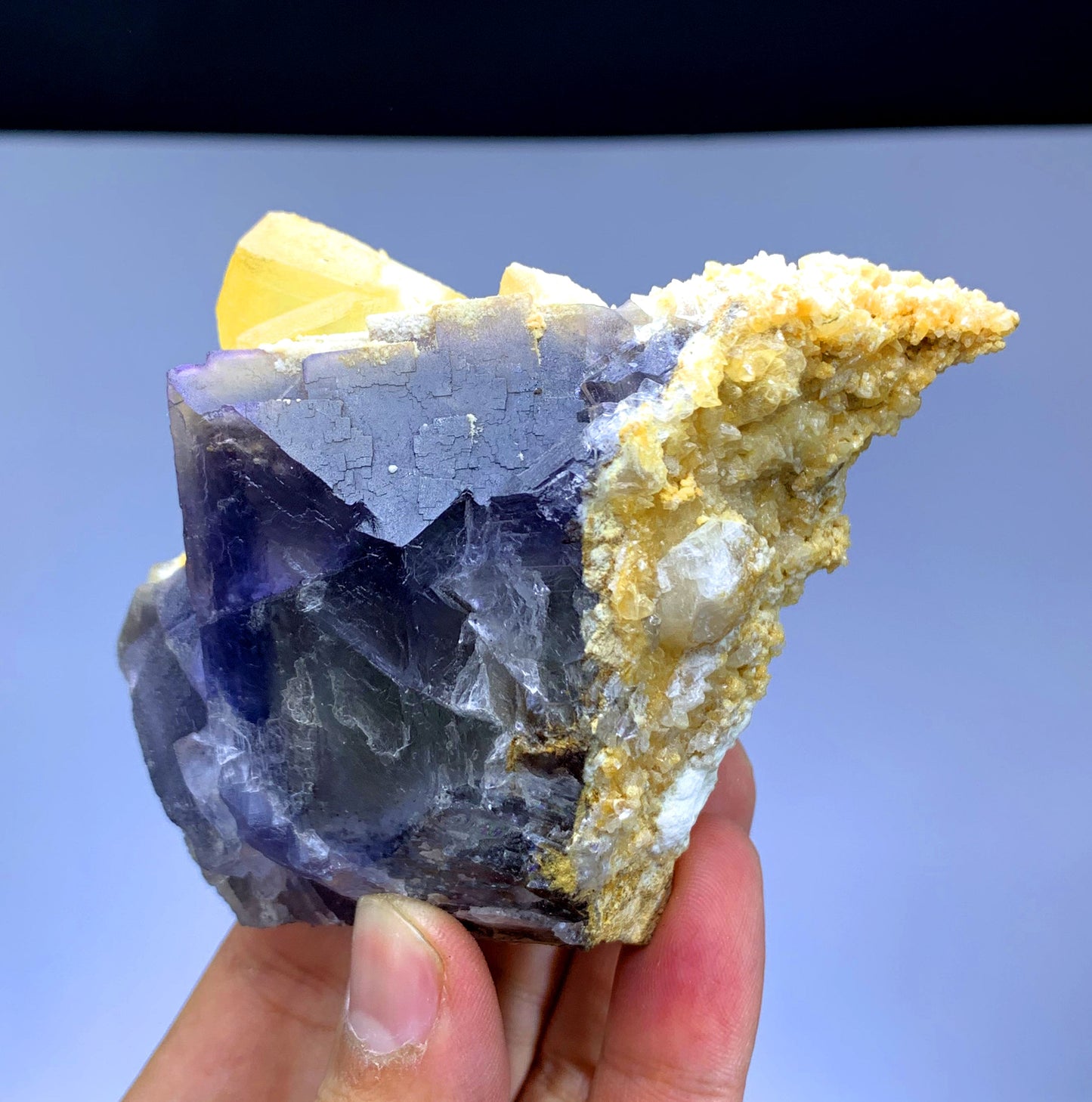 Purple Phantom Fluorite with Yellow Calcite from Pakistan - 385 gram