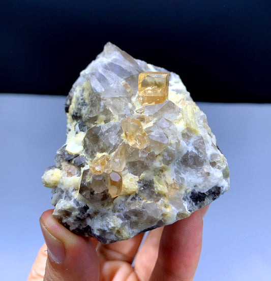 Rich Golden Color Topaz Crystals on Quartz from Skardu Pakistan - 183 grams