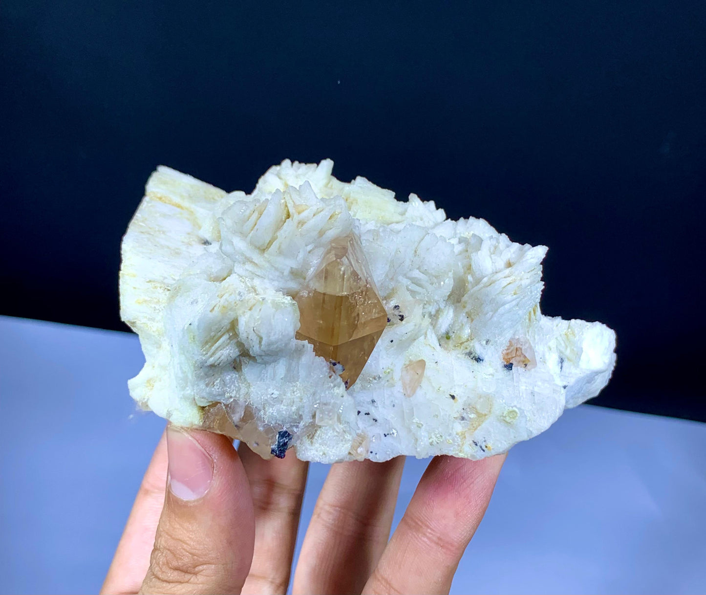 Natural Topaz Crystal on Cleavelandite Albite and Feldspar - 413 gram