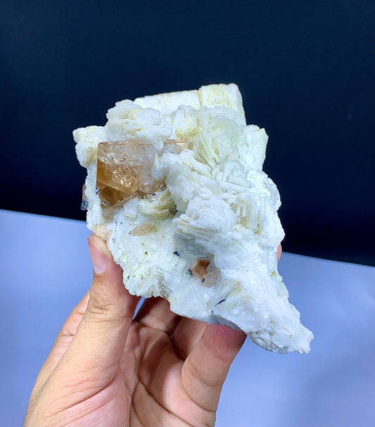 Natural Topaz Crystal on Cleavelandite Albite and Feldspar - 413 gram