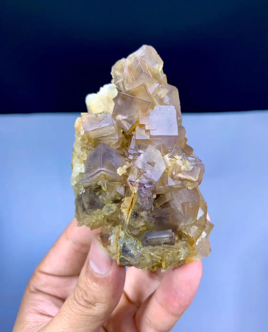 Purple & Yellow Color Cubic Phantom Fluorite from Pakistan - 305 gram