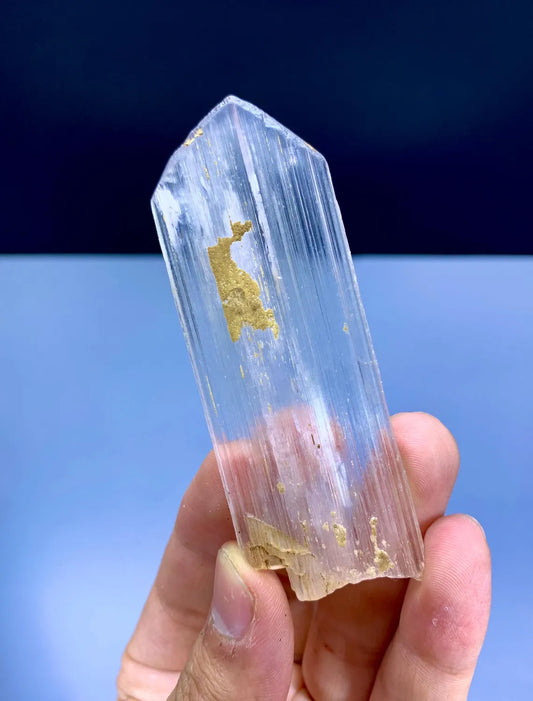 V Shape Terminated Transparnet Pink Kunzite Crystal, 32 grams