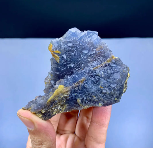 Blue Color Phantom Fluorite on Matrix - 157 gram
