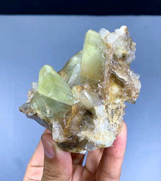Natural Yellow Color Calcite Cluster on Matrix, Calcite Specimen from Pakistan - 256 gram