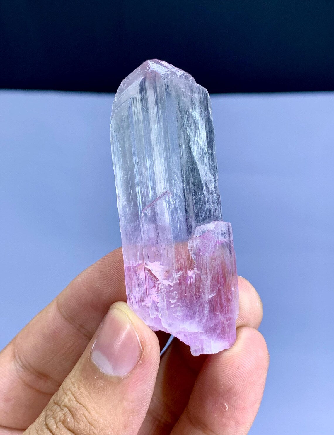 Transparent v Shape Terminated Pink Kunzite Crystal from Afghanistan- 25 gram