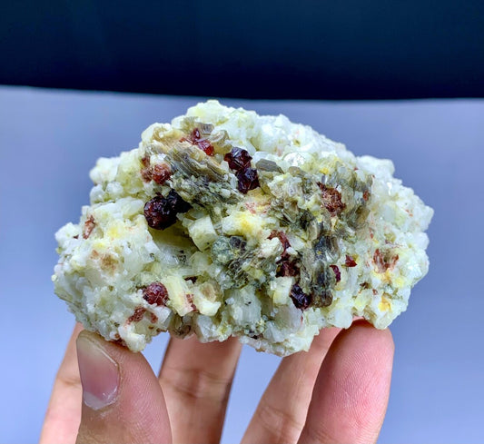 Red Spessartine Garnet Crystals with Star Mica on Matrix from Pakistan - 224 gram