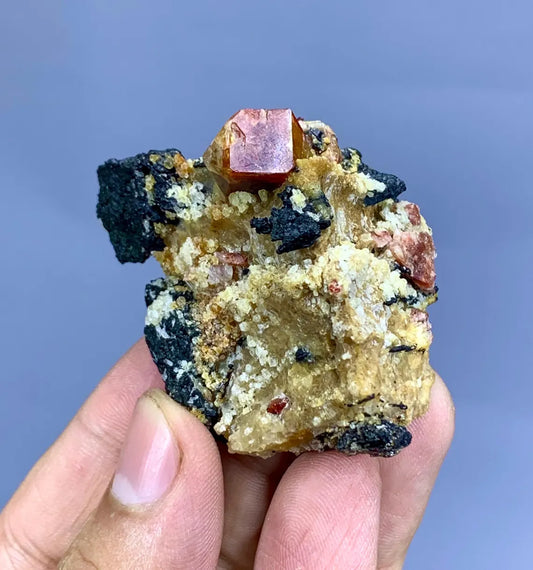 Natural Red Zircon Crystals on Matrix from Pakistan - 59 gram