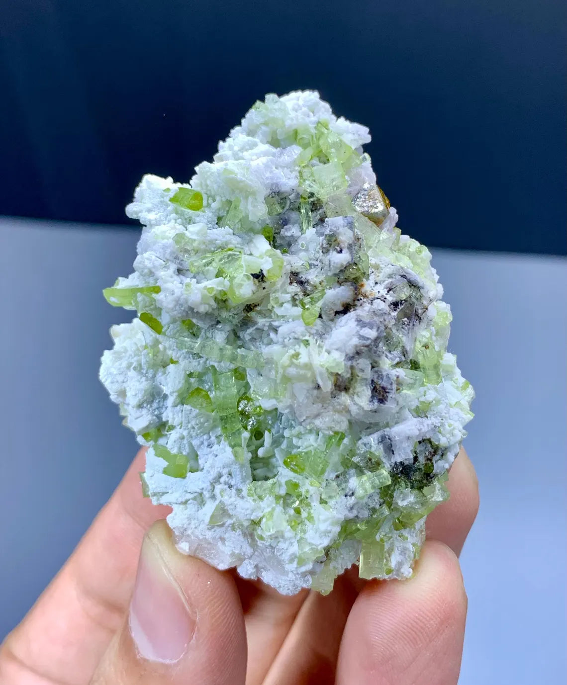 Green Tourmaline Cluster with Rare Microlite Specimen from Skardu Pakistan - 52 grams