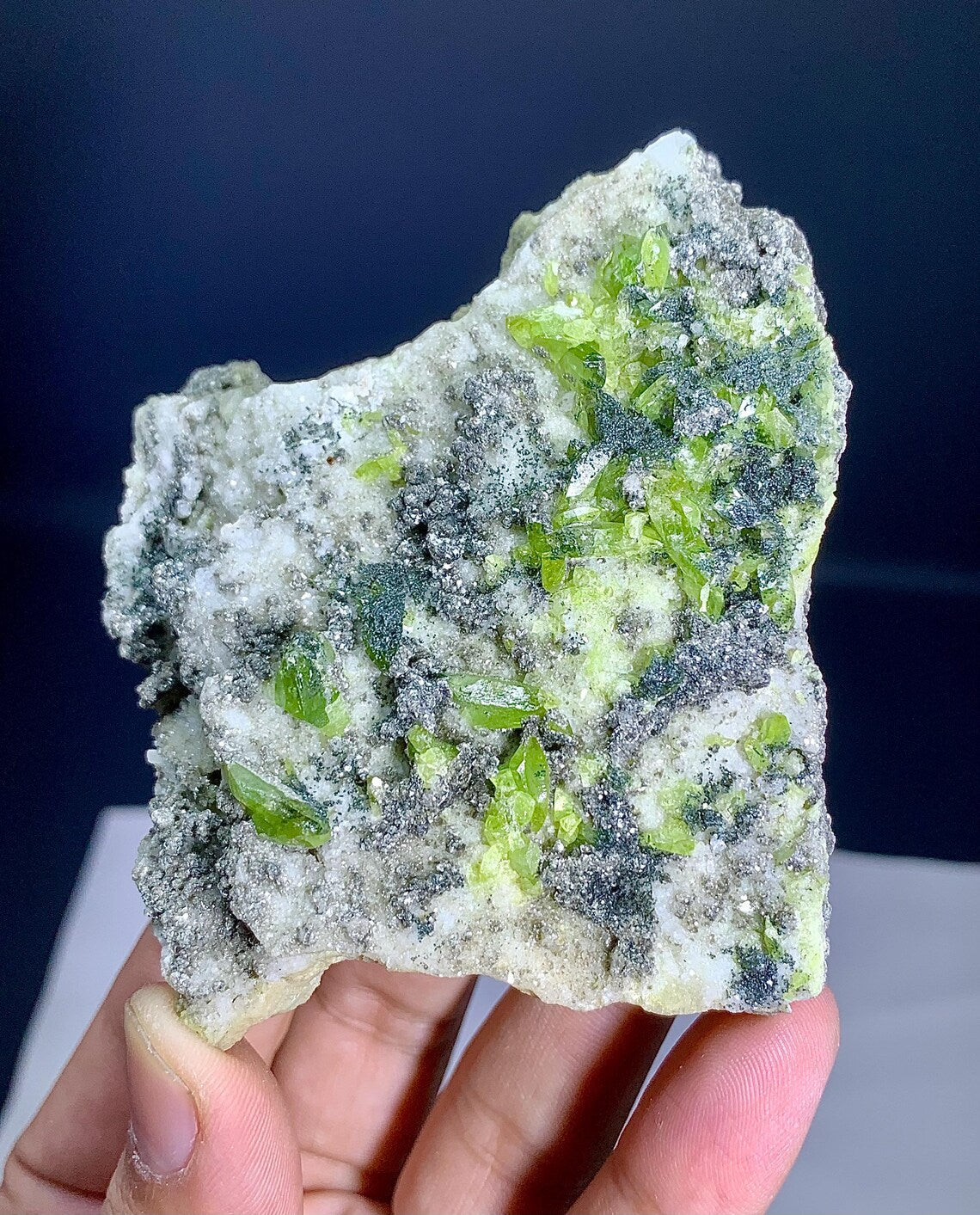 Lush Green Sphene Cluster on Matrix from Skardu Pakistan - 129 grams