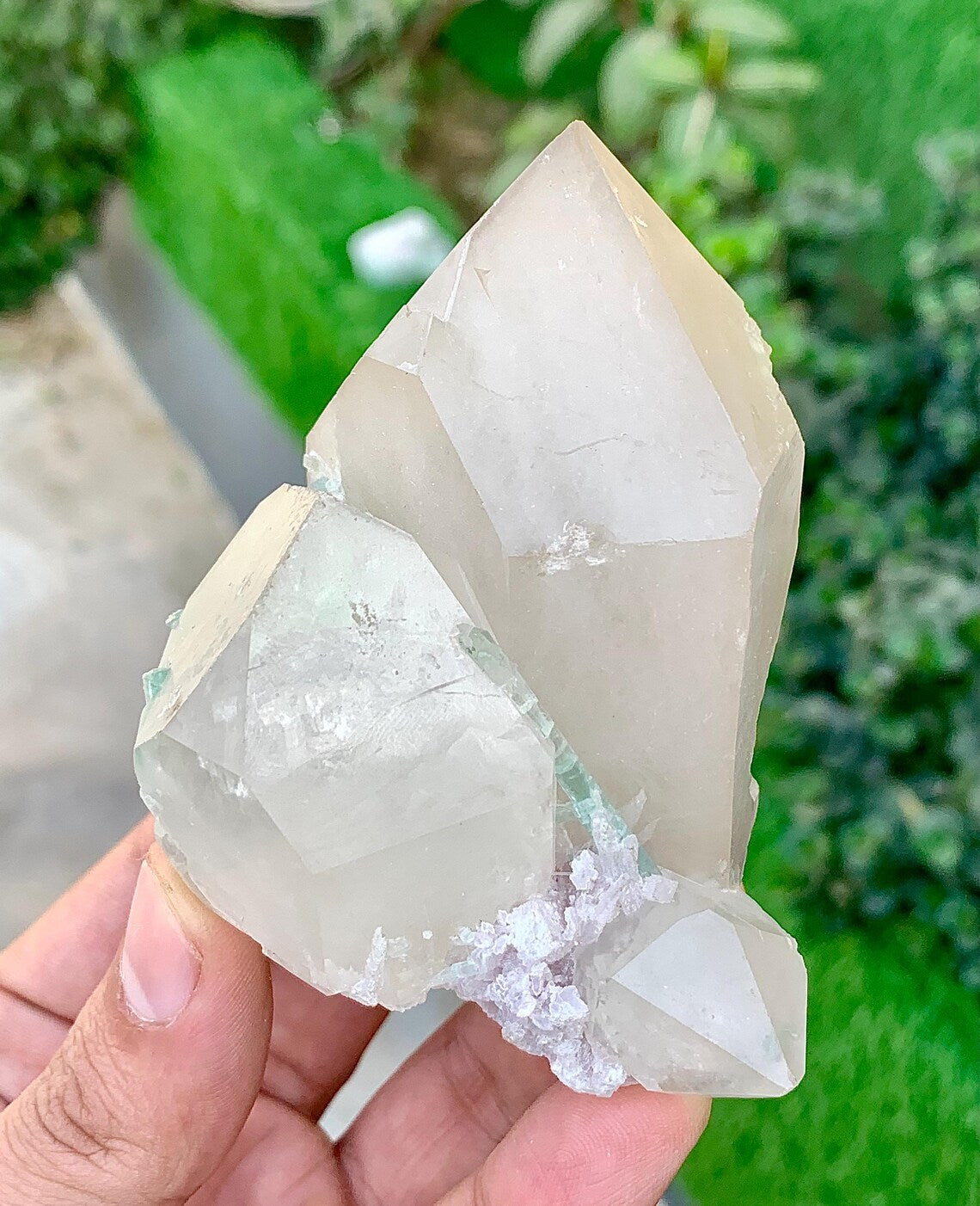 Paraiba-Like Color Tourmaline Crystals with Lepidolite on Quartz from Afghanistan - 279 grams