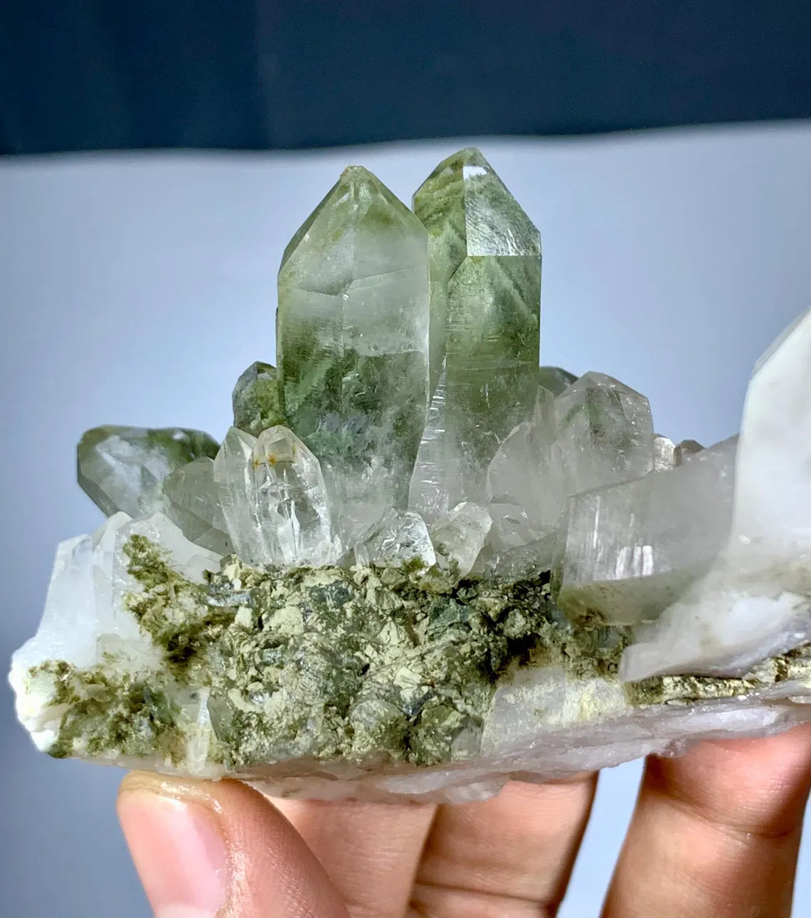 Phantom Chlorine Quartz Cluster from Baluchistan Pakistan - 191 grams