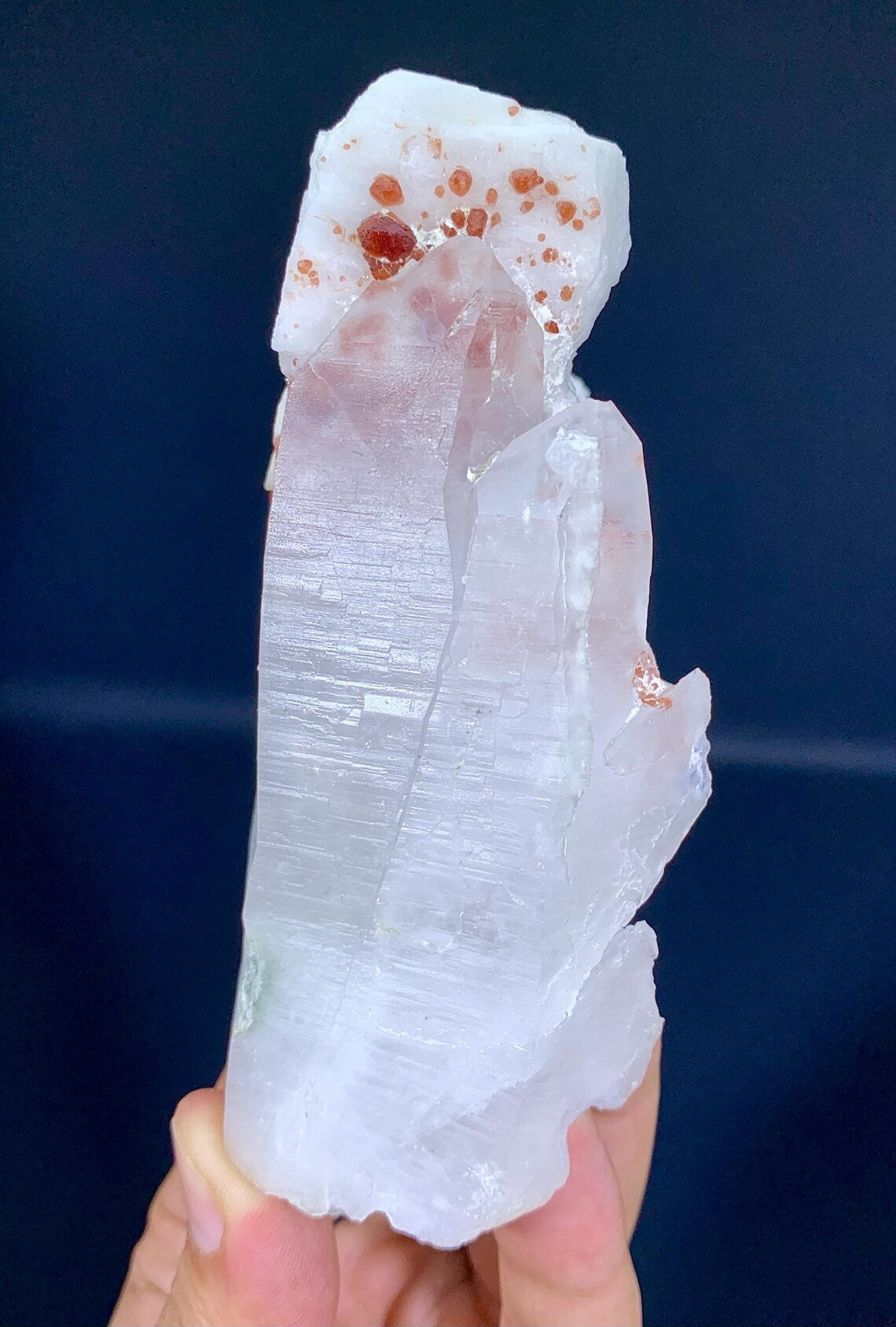 Red Spessartine Garnet on Quartz and Feldspar from Pakistan - 282 grams