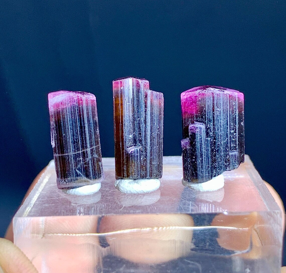Pink Cap Bicolor Tourmaline Crystals Lot from Afghanistan - 27.50 carats