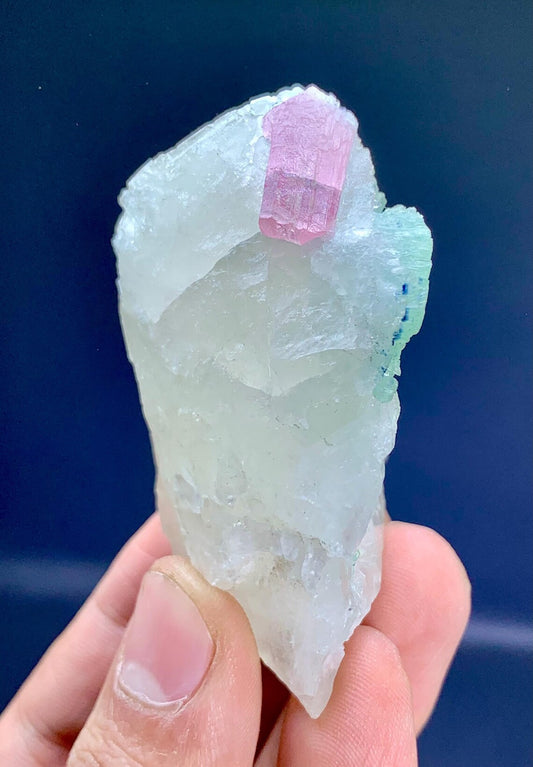 Pink and Green Tourmaline Crystals on Quartz from Afghanistan - 86 gram