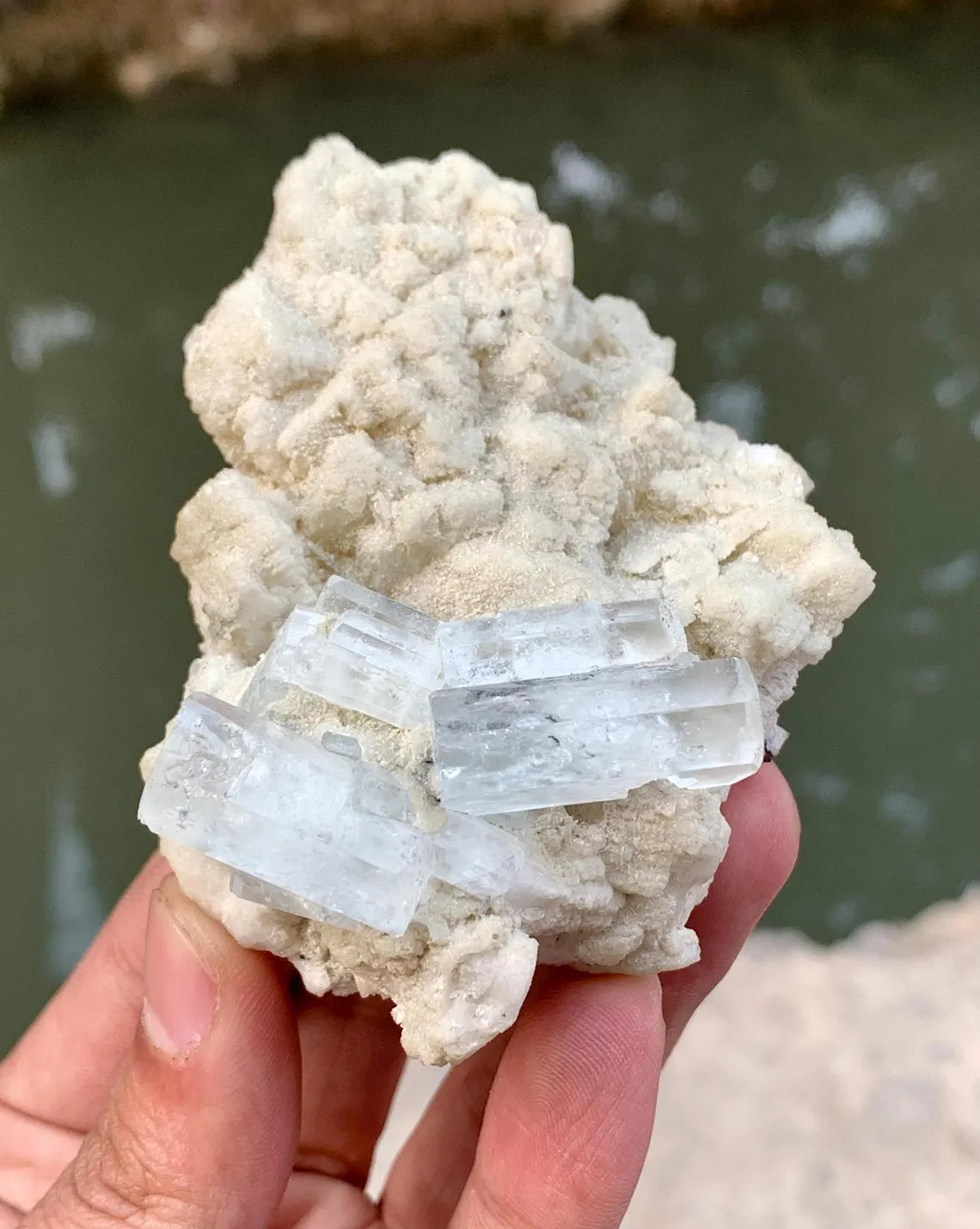 Aquamarine Crystals on Albite from Shigar valley, Skardu Pakistan - 158 gram