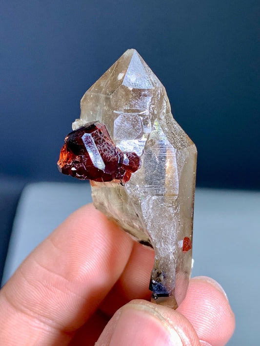 Garnet on Smoky Quartz from Skardu Pakistan - 18 gram