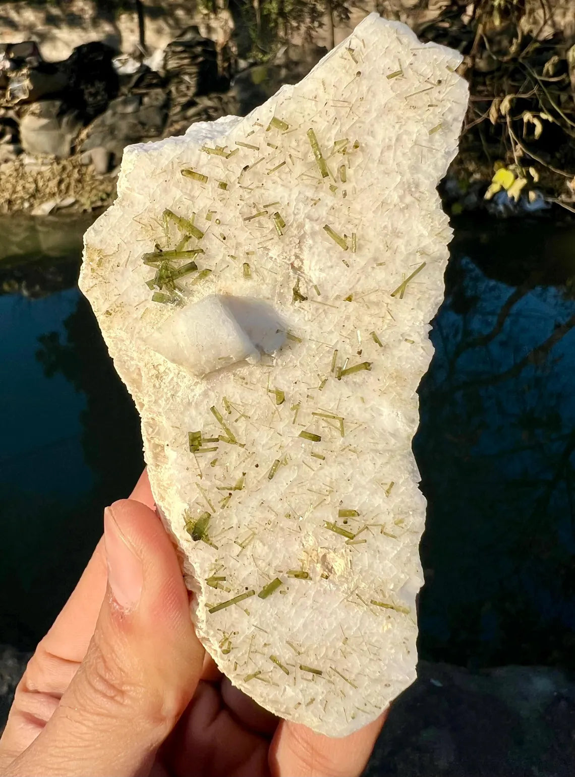 Tourmalines on Feldspar from Pakistan - 300 gram