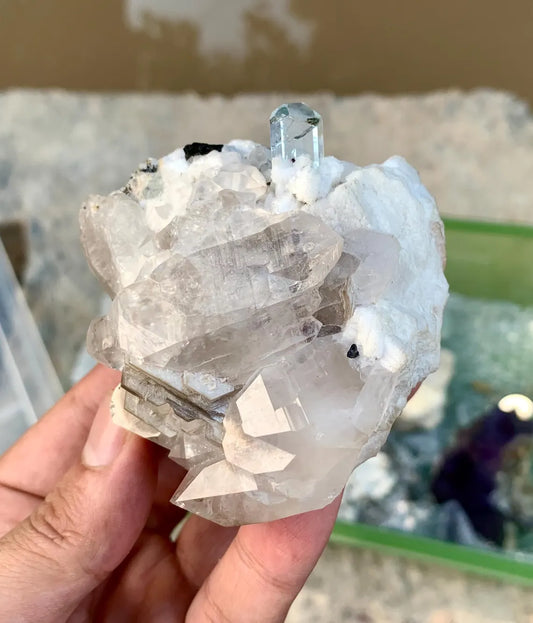 Aquamarine on on Quartz with Mica from Pakistan - 256 gram