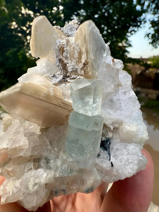 Aquamarine with Mica and Quartz Specimen from Pakistan - 298 gram