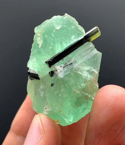 Green Cap Tourmaline with Green Fluorite from Pakistan - 23 Gram