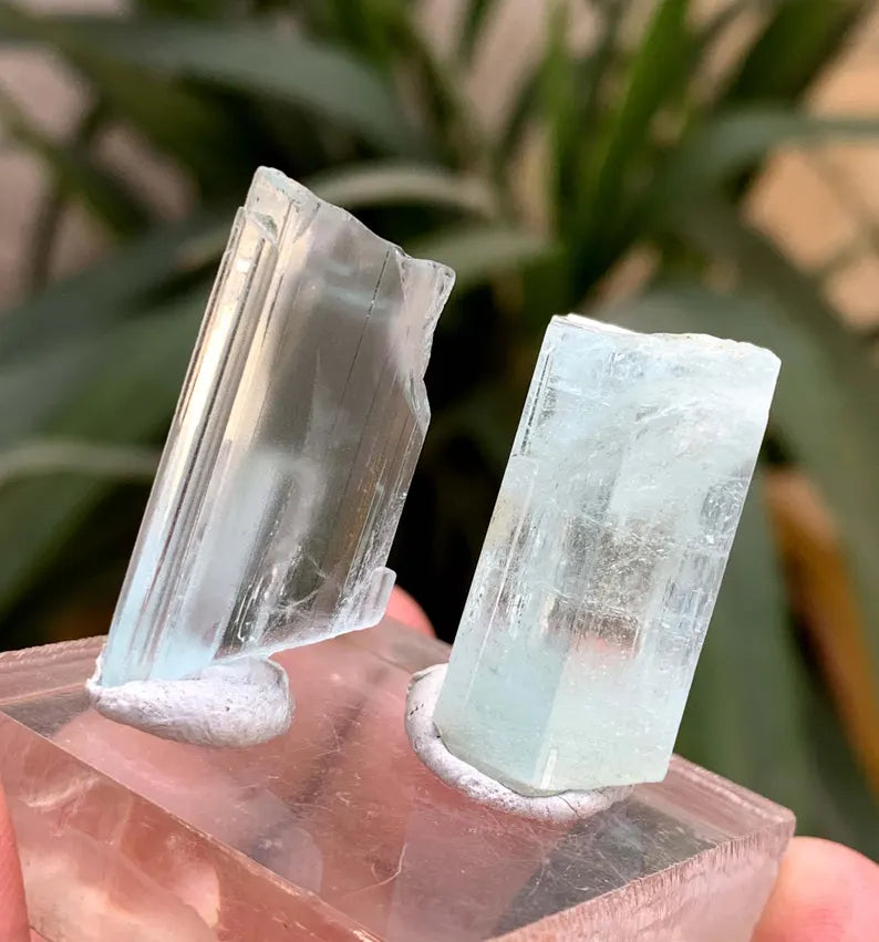 Transparent Blue Aquamarine Crystals Pair from Pakistan - 66.00 Carats