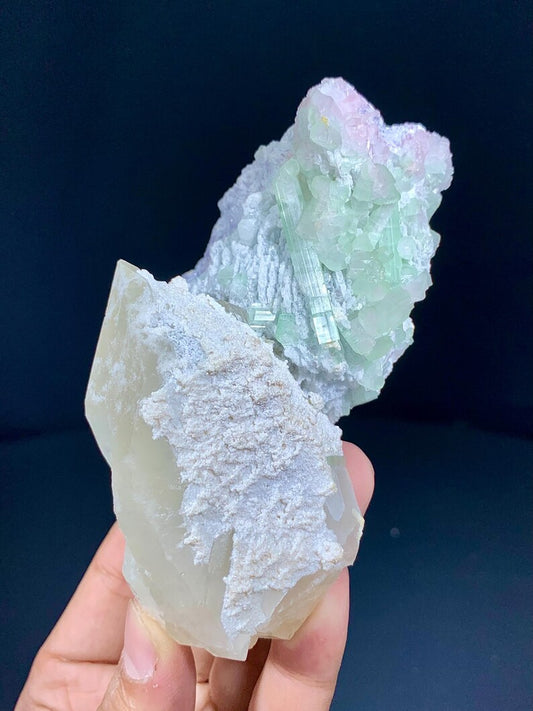 Bicolor Tourmaline Cluster on Quartz from Afghanitan - 350 Gram