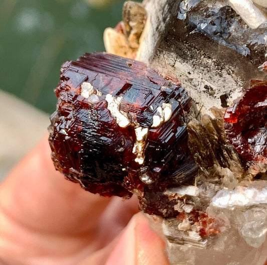 Red Spessartite Garnet Crystals with Albite and Quartz from Pakistan - 110 Gram