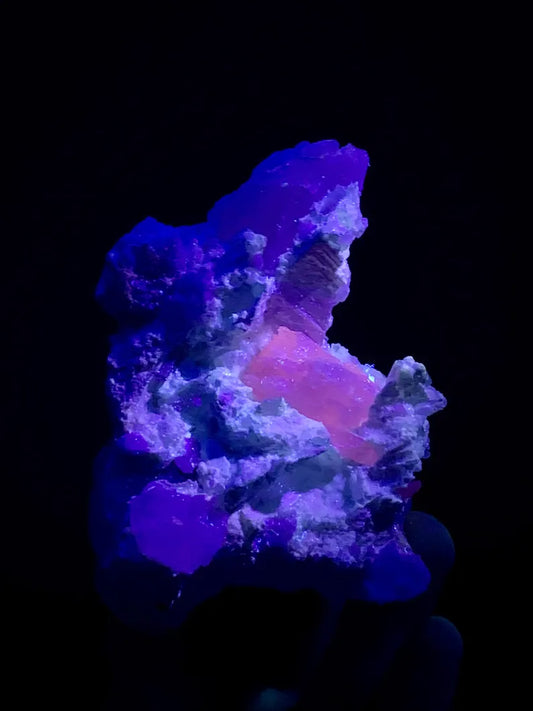 FLuorescent Purple Pink Kunzite with Tourmalines and Quartz Specimen from Afghanistan - 267 Gram