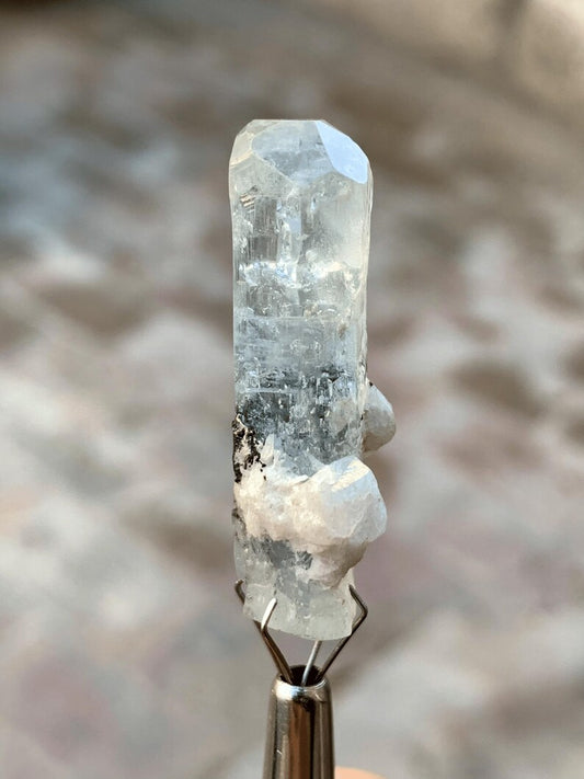 Diamond Cut Blue Aquamarine with Black Tourmaline from Pakistan - 32.50 Carats