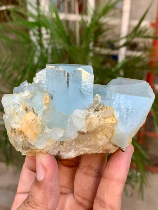 Natural Diamond Cut Blue Aquamarine Crystal from Pakistan - 294 Gram