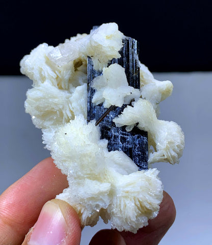Natural Schorl Black Tourmaline Crystal With Topaz And Albite From Pakistan - 118 Gram
