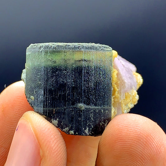 17 Gram Green Cap Tourmaline Crystal With Pink Apatite From Pakistan