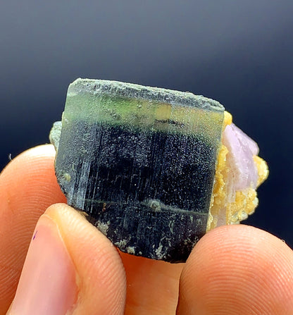 17 Gram Green Cap Tourmaline Crystal With Pink Apatite From Pakistan