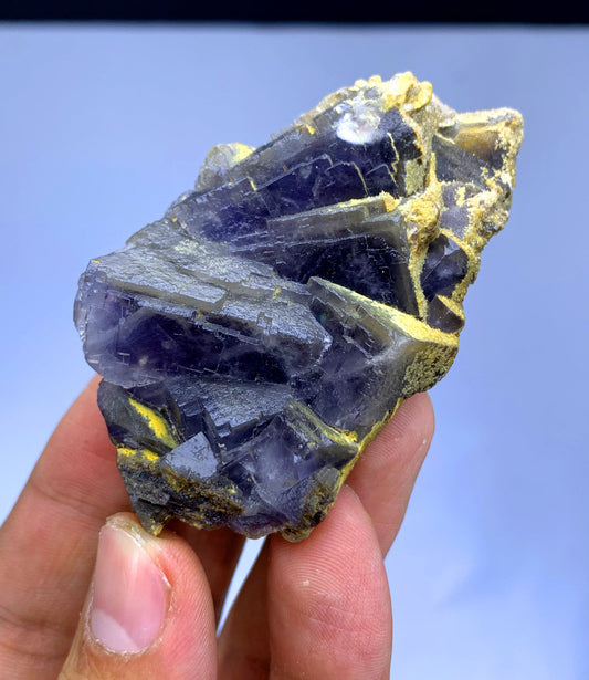 Natural Purple Phantom Fluorite with Calcite Inclusions - 96 gram