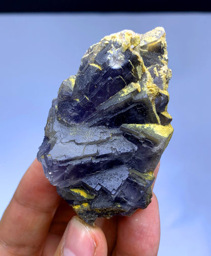 Natural Purple Phantom Fluorite with Calcite Inclusions - 96 gram