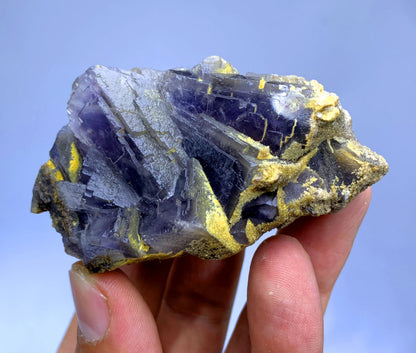Natural Purple Phantom Fluorite with Calcite Inclusions - 96 gram