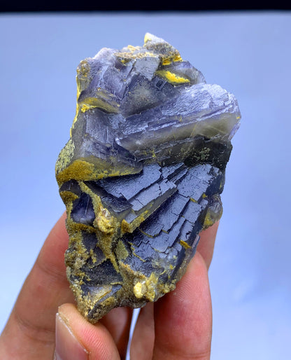 Natural Purple Phantom Fluorite with Calcite Inclusions - 96 gram