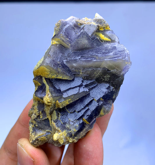 Natural Purple Phantom Fluorite with Calcite Inclusions - 96 gram