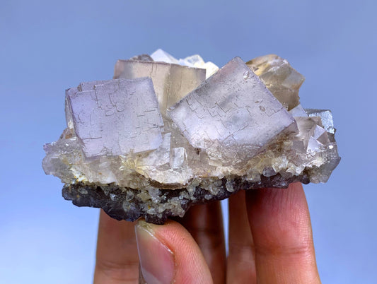 Natural Purple Cubic Fluorite, Phantom Fluorite Specimen - 120 gram
