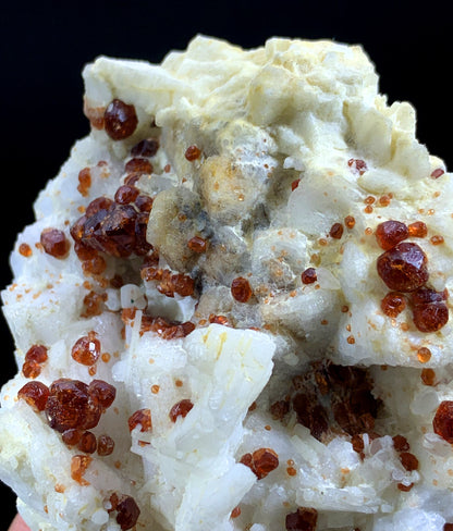 Natural Red Garnet Crystals On Feldspar - 153 Gram