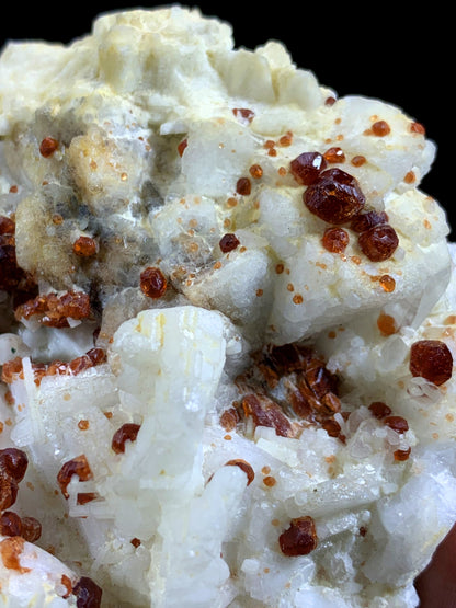 Natural Red Garnet Crystals On Feldspar - 153 Gram