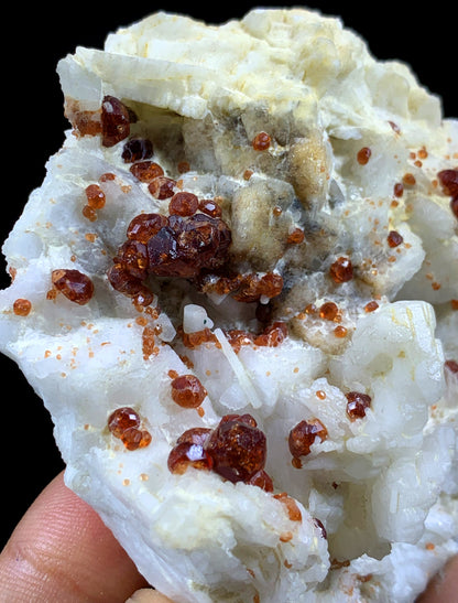 Natural Red Garnet Crystals On Feldspar - 153 Gram