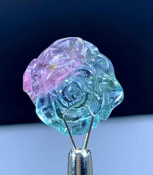 19.40 Carats Amazing BiColor Tourmaline Carving From Afghanistan