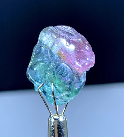 19.40 Carats Amazing BiColor Tourmaline Carving From Afghanistan