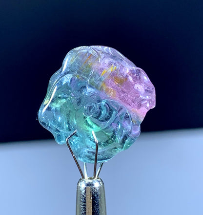 19.40 Carats Amazing BiColor Tourmaline Carving From Afghanistan