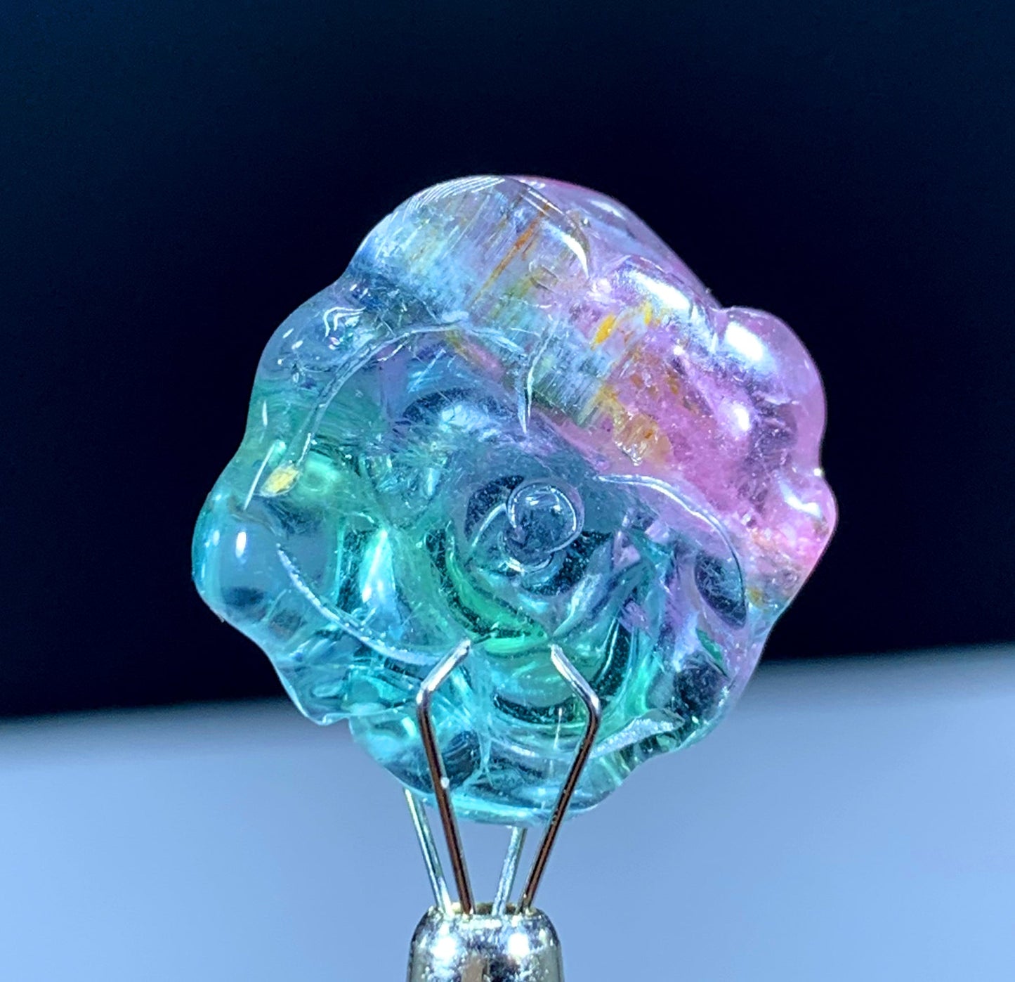 19.40 Carats Amazing BiColor Tourmaline Carving From Afghanistan
