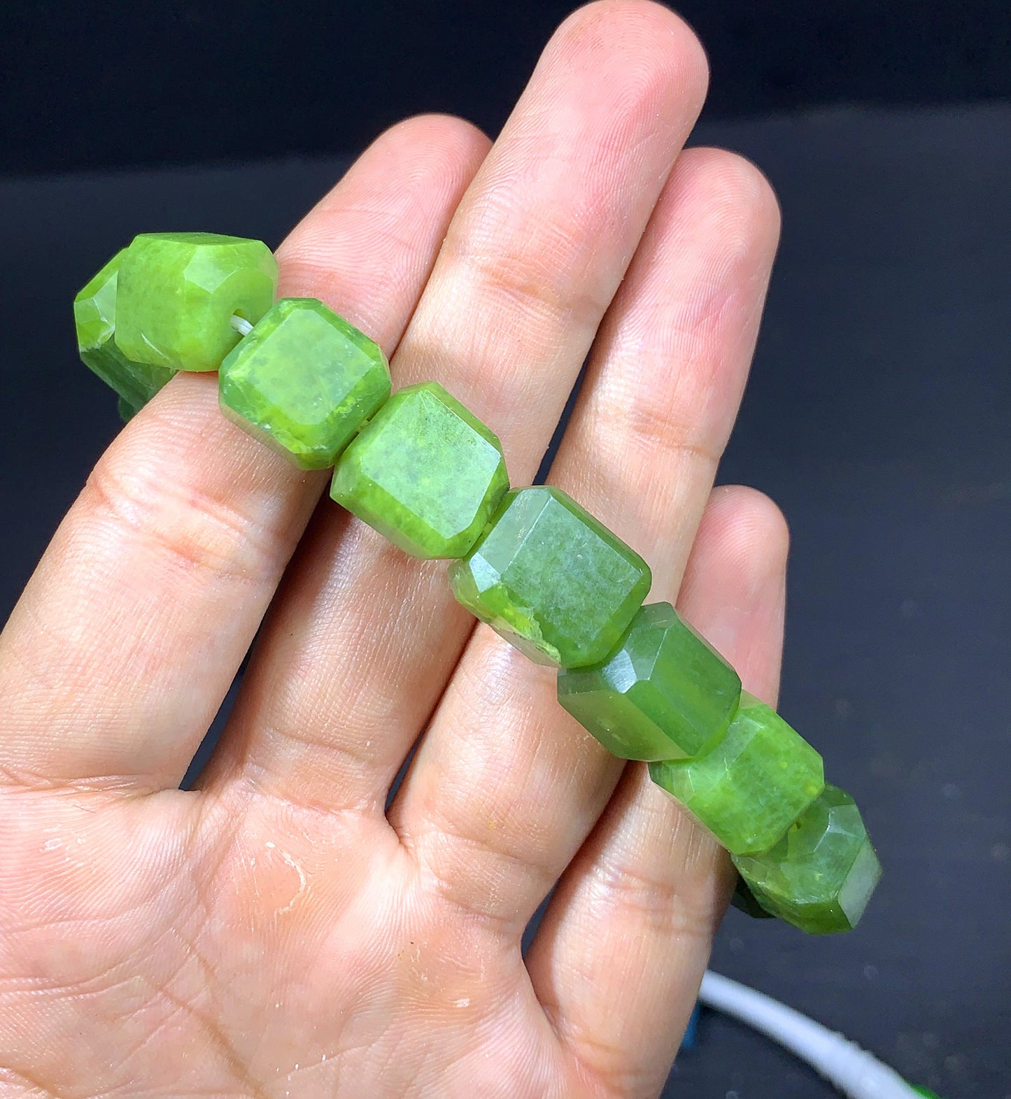 Polished Green Nephrite Beads Necklace From Afghanistan